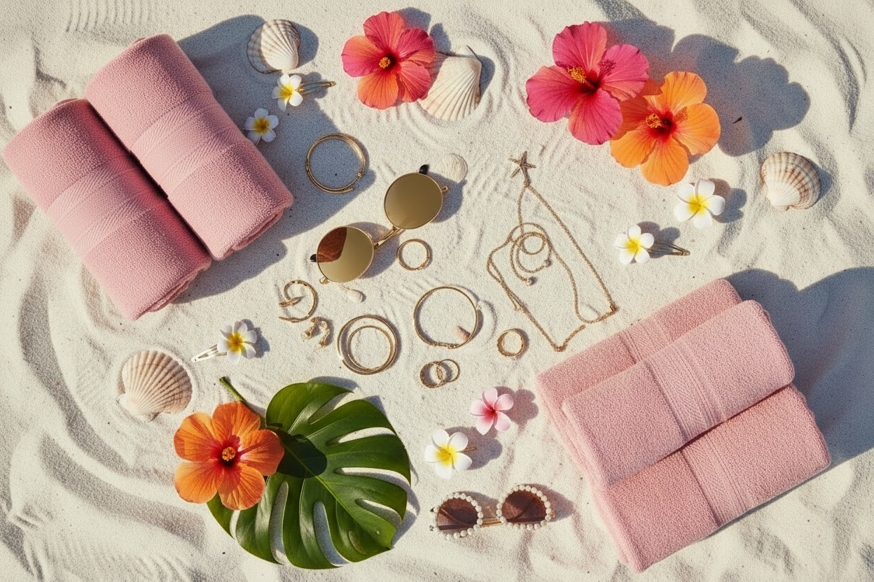 Huoliteltu accessories flat lay